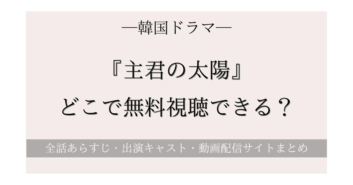 韓国ドラマ『主君の太陽』Netflixやアマプラどこで全話無料視聴できる？日本語字幕付き動画配信サービスを徹底比較